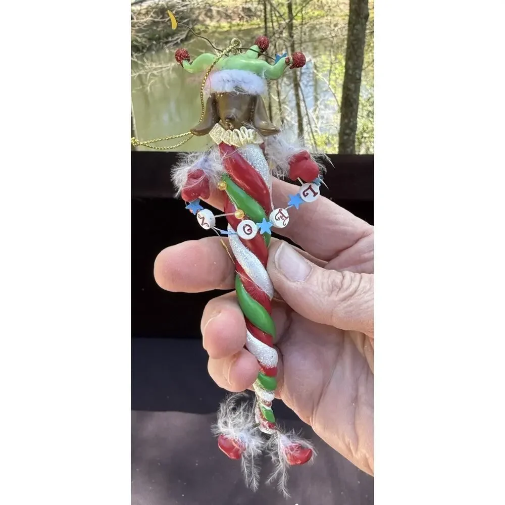 Vintage Katherines Collection Dangle Leg Noel Dog Christmas Ornament Rare! -K2